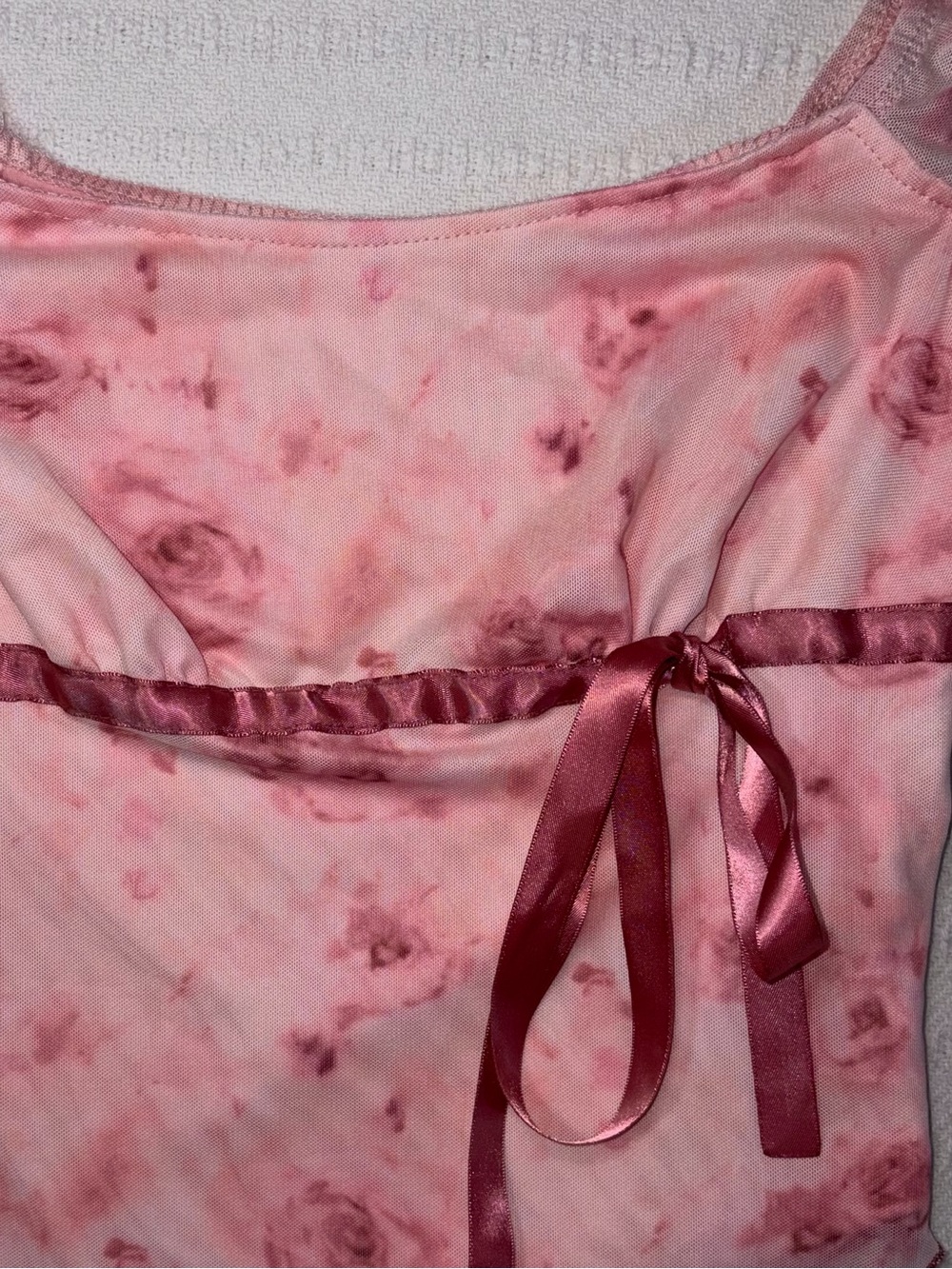 Womens Y2K Coquette Floral Asymmetrical Tank Top Size S Pink Ballet Fairy Girly - Picture 3 of 6
